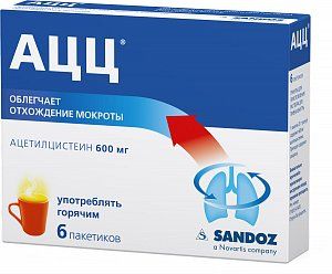 АЦЦ порошок для приготовления раствора для приема внутрь 600 мг пакетики 3 г 6  шт.
