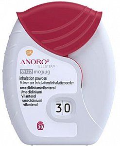 Аноро Эллипта порошок для ингаляции дозированный 22 мкг+55 мкг 30 доз
