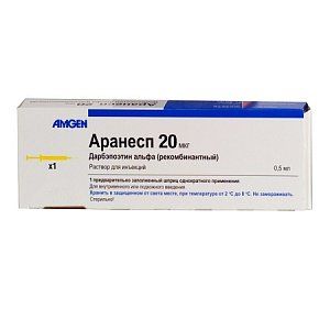 Аранесп раствор для инъекций 20 мкг шприц 0,5 мл 1 шт.