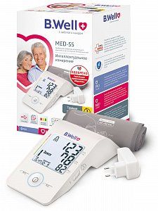 B.Well Тонометр MED-55 автомат с адаптером и манжетой р.22-42 см