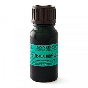 Бриллиантовый зеленый раствор для наружного применения спиртовой 1% флакон с помазком 10 мл Самарамедпром