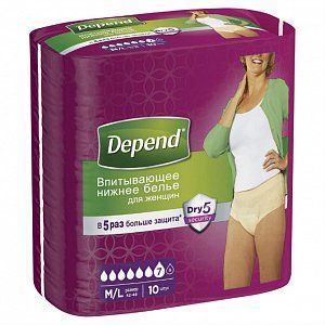 Depend Подгузники-трусики для женщин M/L 10 шт.