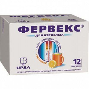 Фервекс порошок для приготовления раствора для приема внутрь пакетики 12 шт. лимон с сахаром