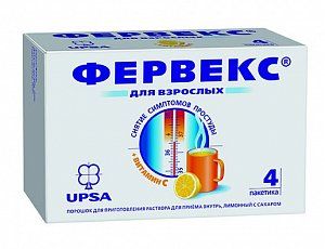 Фервекс порошок для приготовления раствора для приема внутрь пакетики 4 шт. лимон с сахаром
