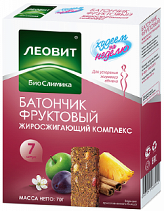 Худеем за неделю батончик фруктовый жиросжигающий комплекс по 10 г 7 шт.