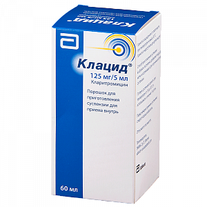 Клацид порошок для приготовления суспензий для приема внутрь 125 мг/5 мл флакон 60 мл