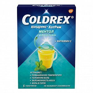 Колдрекс Хотрем порошок для приготовления раствора для приема внутрь пакетики 5 шт. Ментол и медовый лимон
