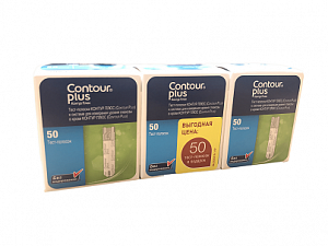 Контур Плюс тест-полоски набор для экспресс-диагностики глюкозы в крови 50 шт.+50 шт.+50 шт.