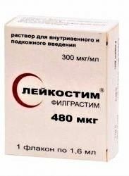 Лейкостим раствор для внутривенного и подкожного введения 480 мкг (300 мкг/мл) флакон 1,6 мл 1 шт.