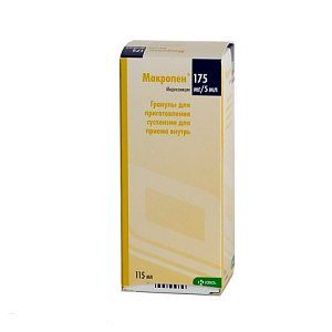 Макропен гранулы для приготовления суспензии для приема внутрь 175 мг/5 мл флакон 115 мл
