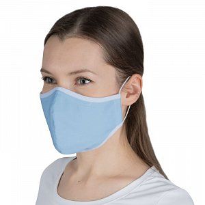 Маска защитная 3-х слойная многоразовая р.2 (51-55см) голубая резинки вокруг головы