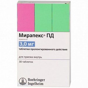 Мирапекс ПД таблетки пролонгированного действия 3мг 30 шт.