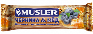 Musler Батончик Мюсли Черника-Мед с цельными злаками 30 г