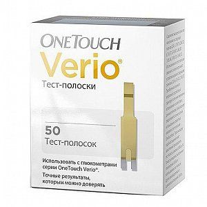 One Touch Verio тест-полоски для экспресс-диагностики глюкозы в крови 50 шт.