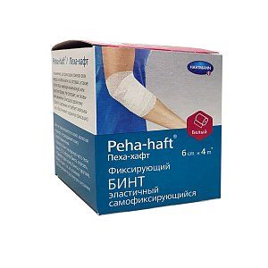 Peha-haft Бинт когезивный 4 м х 6 см белый самофиксирующийся без латекса