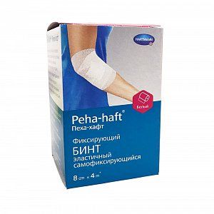 Peha-haft Бинт когезивный 4 м x 8 см белый самофиксирующийся без латекса