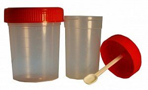 Пластилаб Контейнер для биоматериалов 60 мл, стерильный, с ложкой