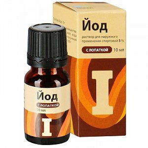 Йод раствор для наружного применения спиртовой с лопаткой 5% 10 мл Обновление